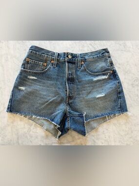 Levis 501 Shorts Size 30 High Rise Vintage Distressed Cutoff Denim